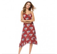 Red Women's summer in the new department of cultivate one's morality with printed long dress